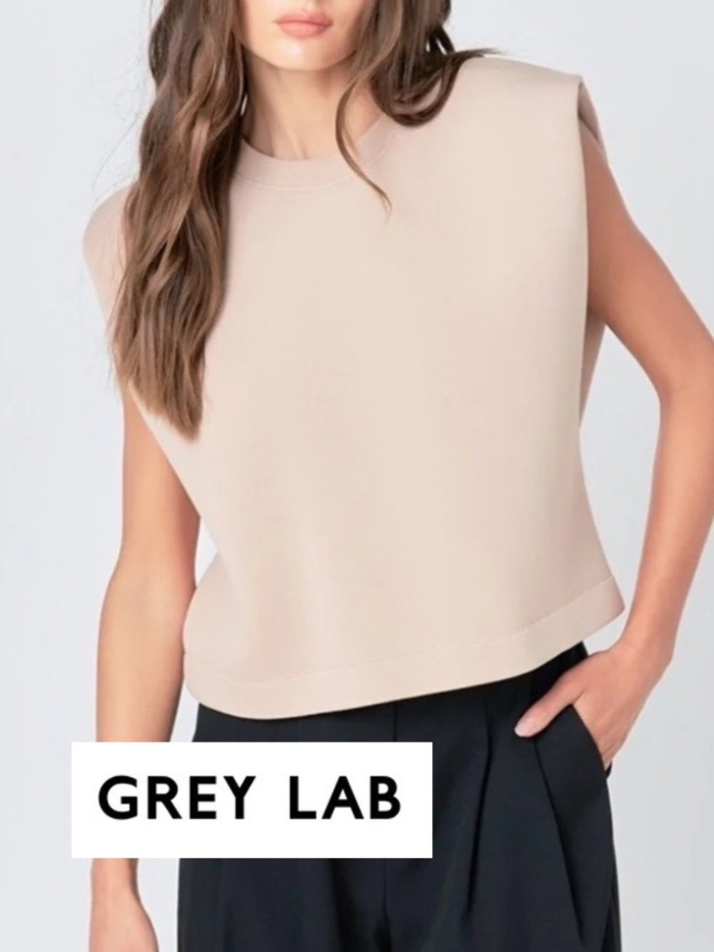 New GREY LAB  Taupe Vegan top, L, GP1585